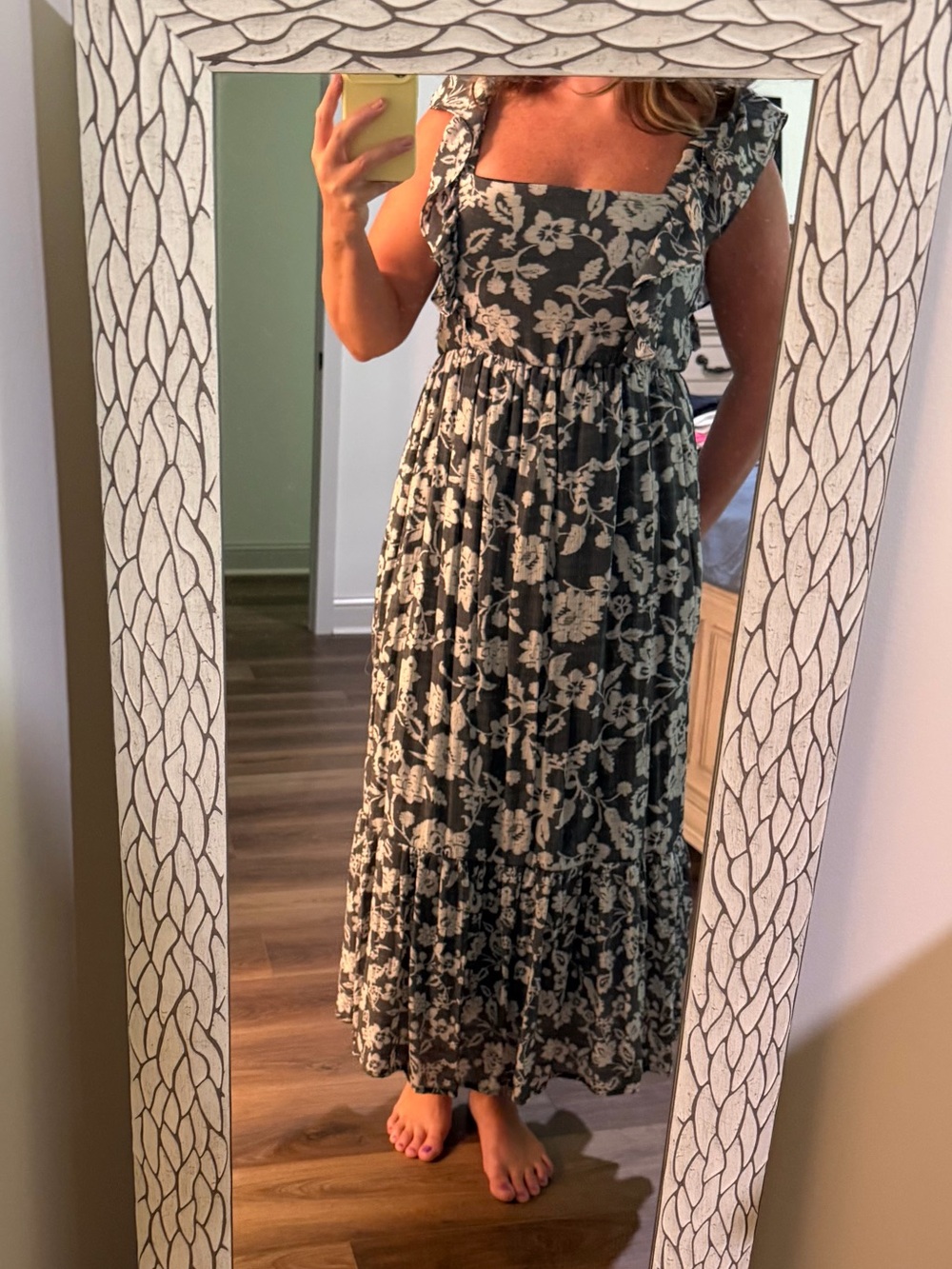 Robert Louis Black Maxi Dress with Cream Floral Print